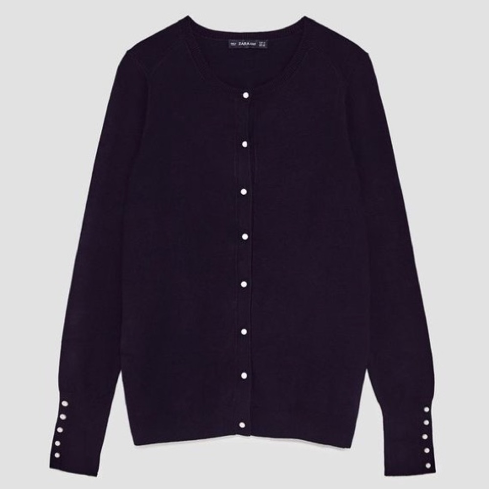 Zara Mother-of-pearl Button-up Knit Cardigan